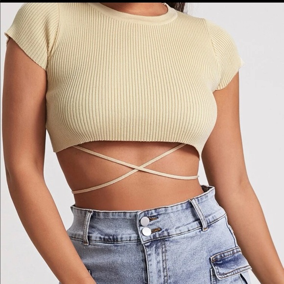 Ribbed knit tie top - Picture 1 of 4